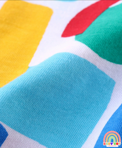 Cotton Knit Shorts with Geometrical Print Pack of 3 - Red Yellow & White