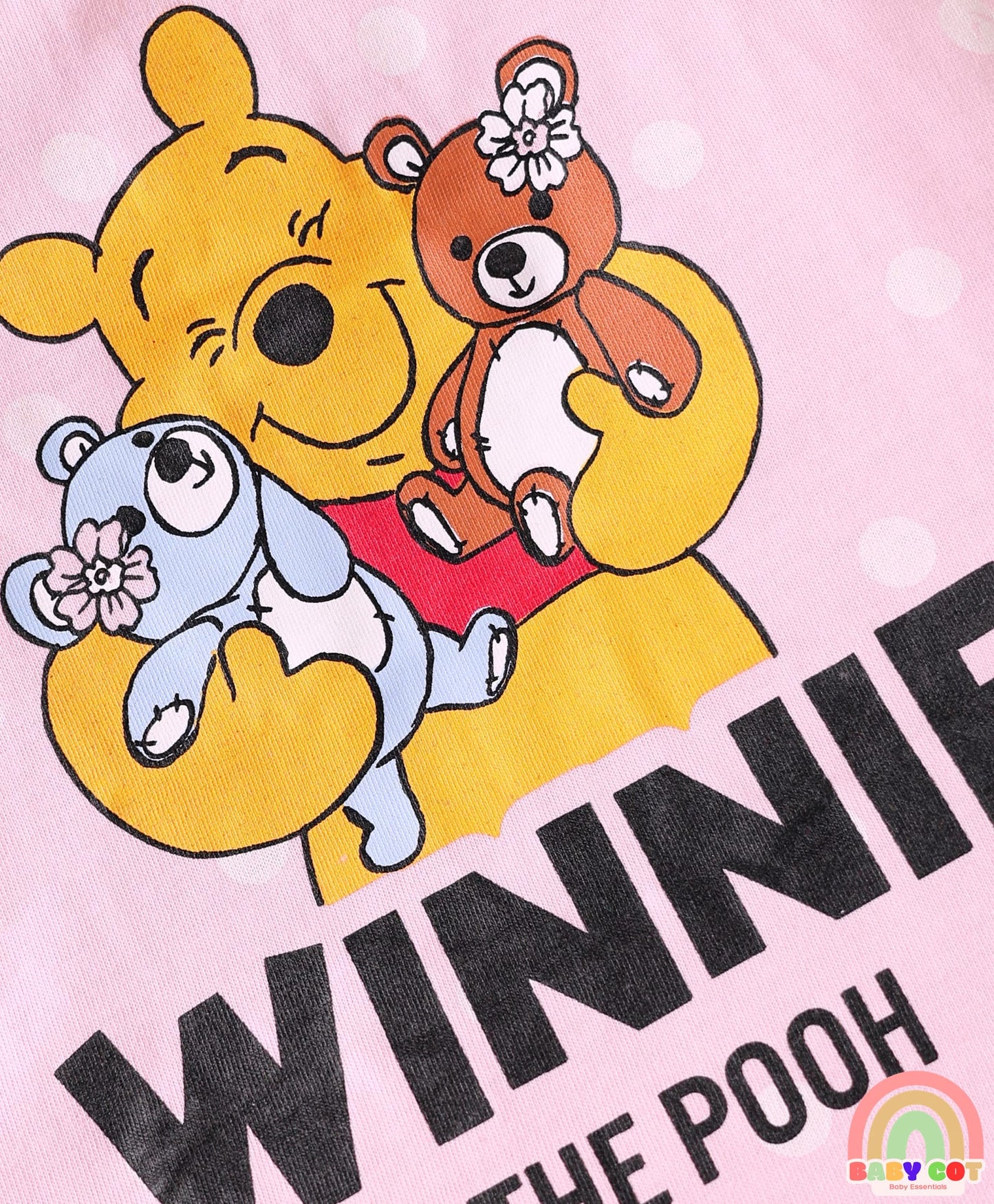Single Jersey Knit Sleeveless T-Shirts With Winnie The Pooh Graphics Pack Of 3 - Pink & Light Blue