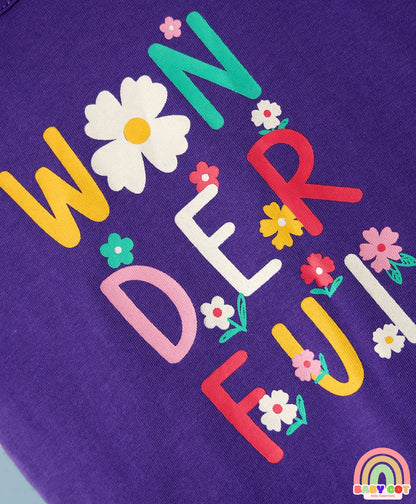 Cotton Knit Half Sleeves T-Shirts With Tropical Print Pack Of 3 -Purple & Pink