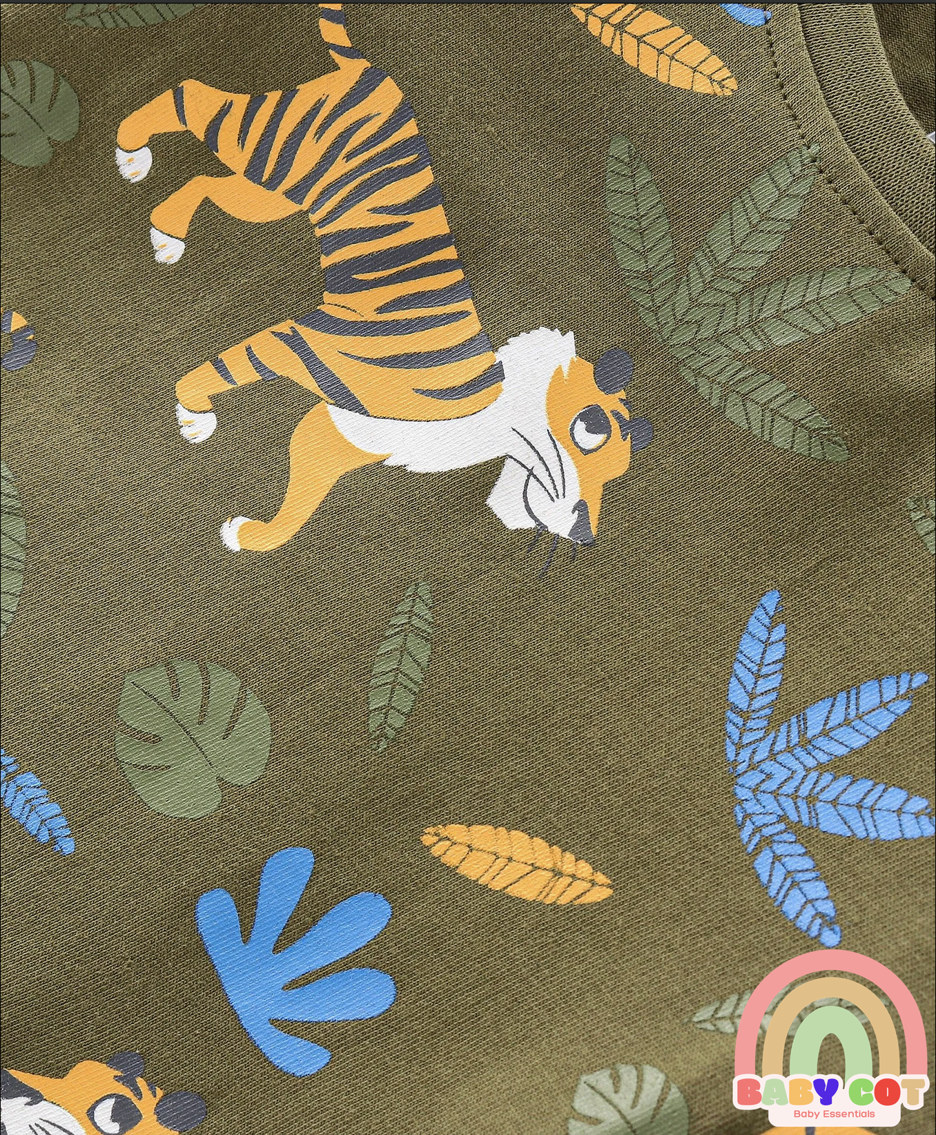 100% Cotton Knit Half Sleeves T-Shirts Tiger Print Pack of 3 - Yellow & Green