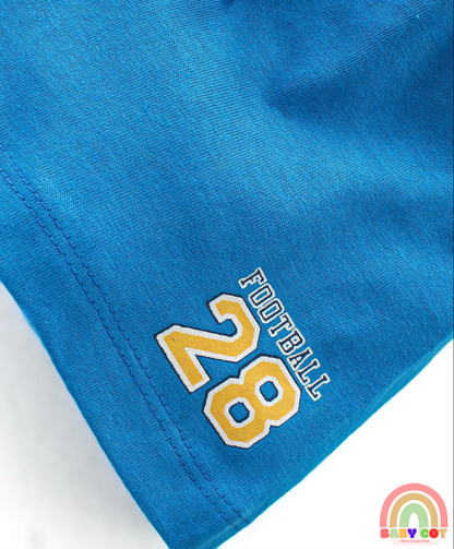 Cotton Knit Shorts With Varsity Print Pack Of 3 - Red Blue & Yellow