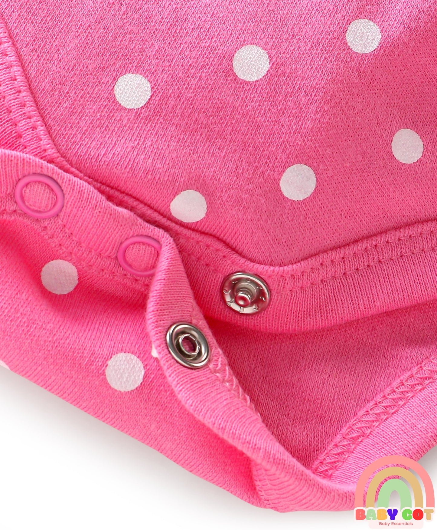 100% Cotton Frill Sleeves Polka Dots & Floral Printed Onesies Pack of 3 - Multicolour