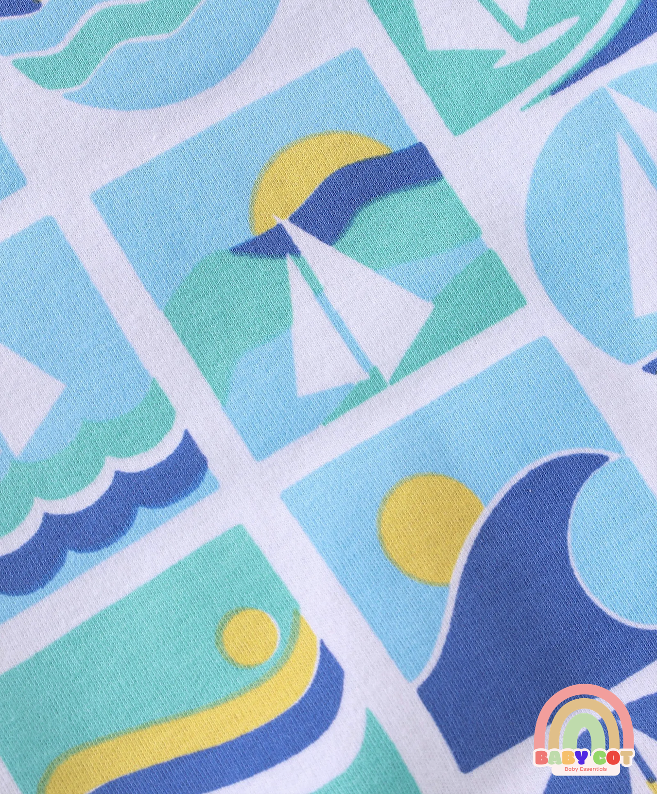100% Cotton Half Sleeves Onesies With Text Print Pack of 3 - Green Yellow & Blue