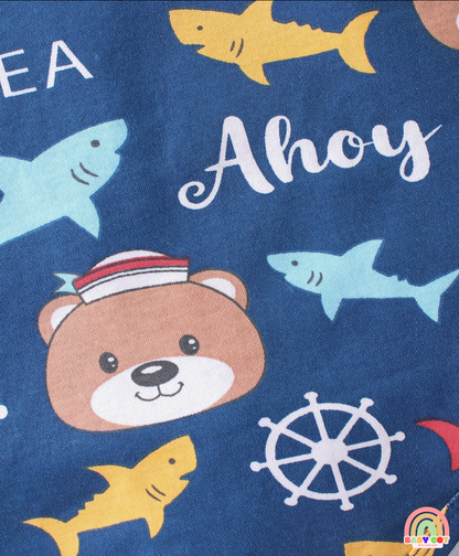 100% Cotton Knit Half Sleeves Striped & Bear Printed Onesies Pack of 3 - Multicolour