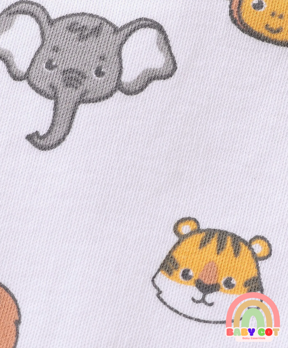 100% Cotton Knit Half Sleeves Onesies Animal Print Pack of 3 - Multicolour