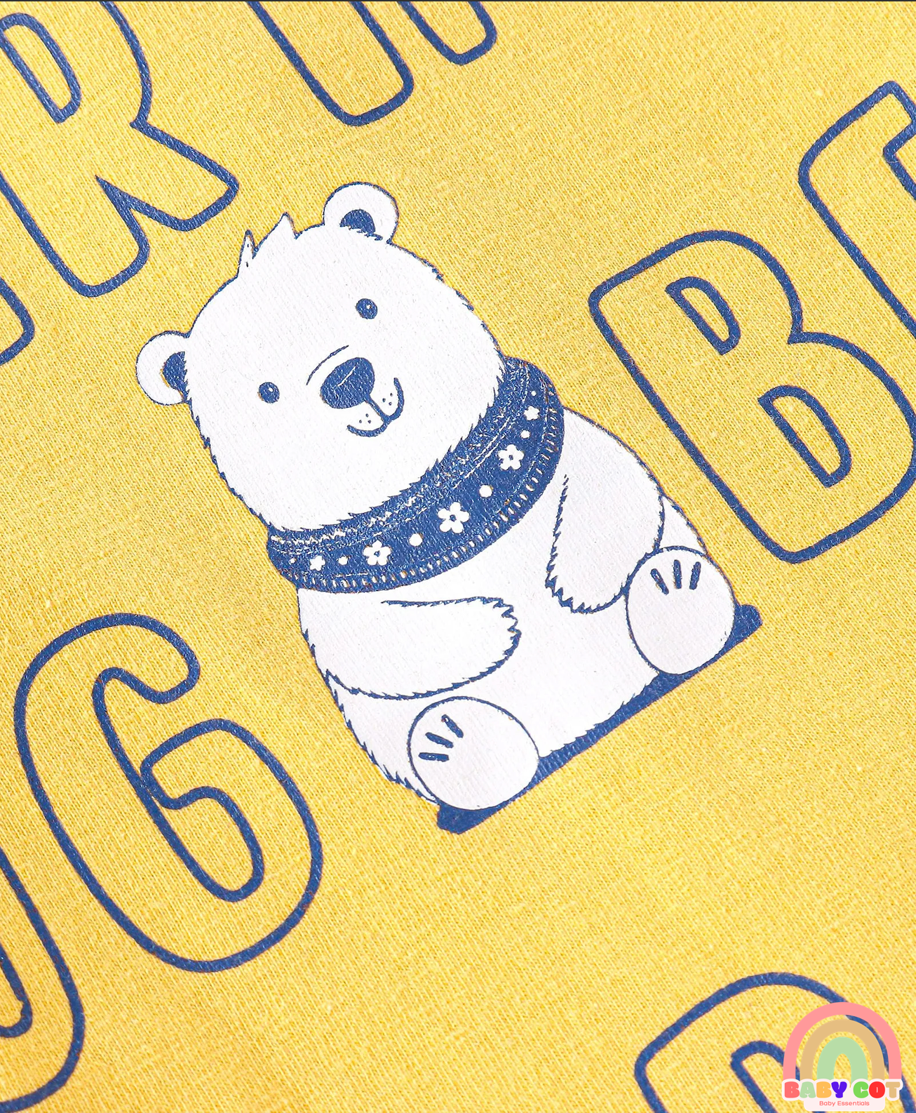 Cotton Knit Full Sleeves Striped Text & Bear Printed T-Shirts Pack of 3 - Red Yellow & Navy Blue