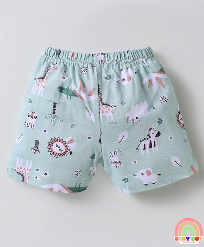 Single Jersey Knit Above Knee Length Shorts With Animal & Heart Print Pack Of 5 - Multicolour