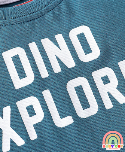 Cotton Knit Full Sleeves T-Shirt with Dino & Striped Print Pack of 3 - Multicolor