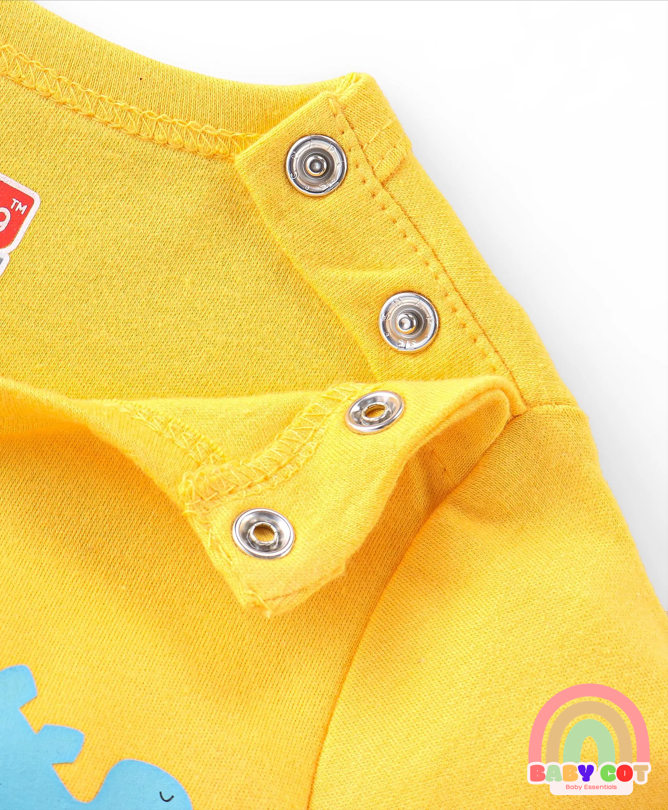 100% Cotton Knit Half Sleeves Onesies with Star & Dino Print Pack of 3 - Blue Yellow & Red