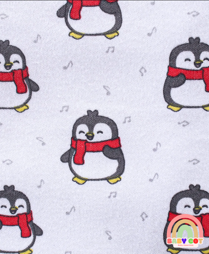 100% Cotton Interlock Knit Full Sleeves Onesies With Stripes & Penguin Print Pack of 3 -Multicolour
