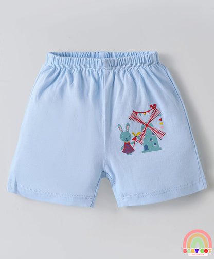 Single Jersey Knit Above Knee Length Shorts With Animal Print & Stripes Pack Of 5 - Multicolour