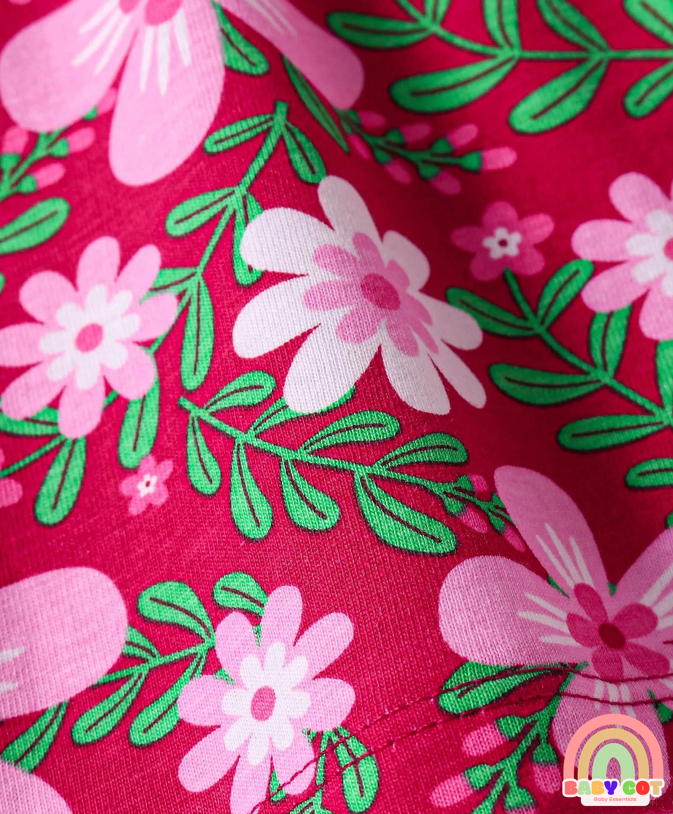 Cotton Knit Full Sleeves Foral Printed Top - Dark Pink